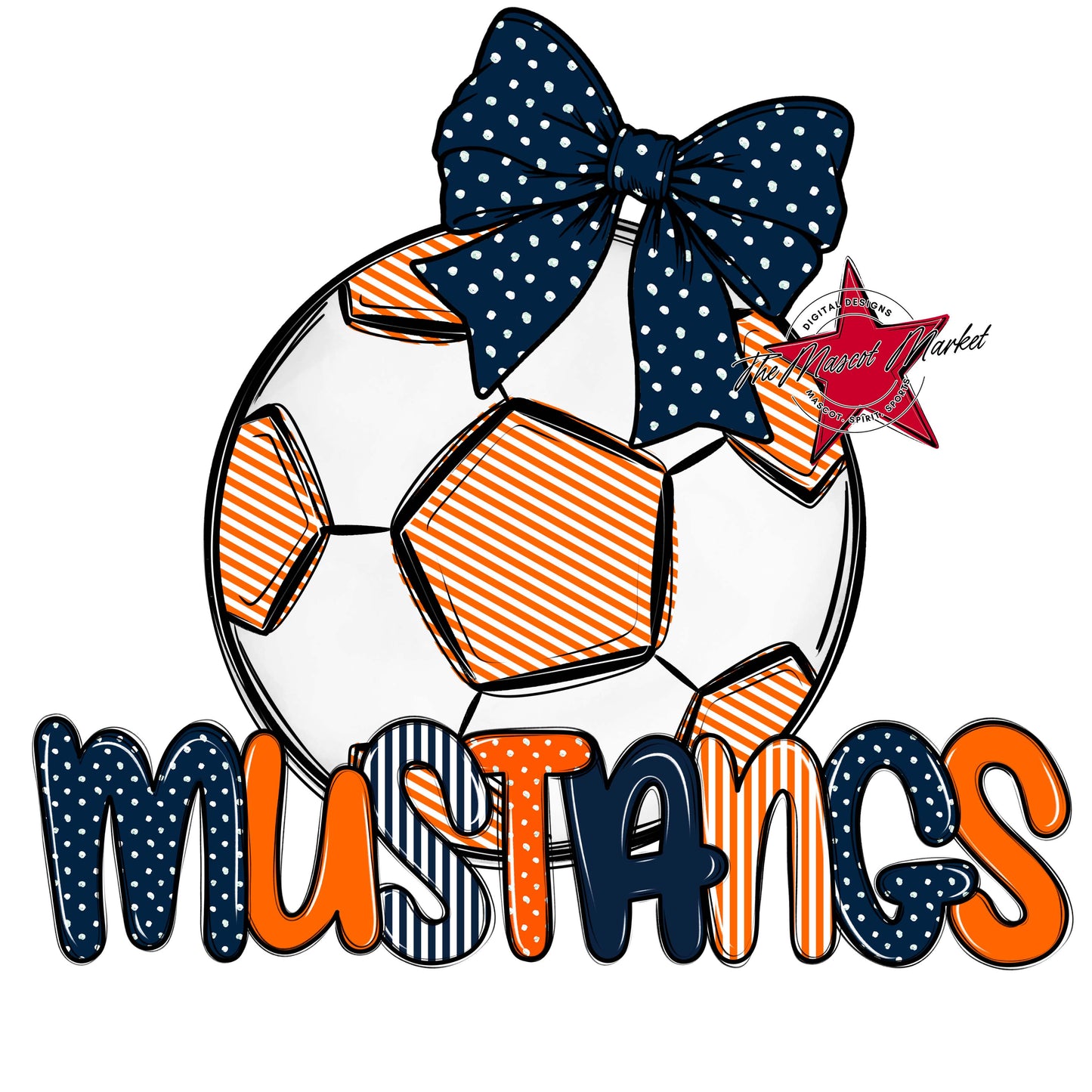 Mustangs Soccer Spirit Design-Navy & Orange