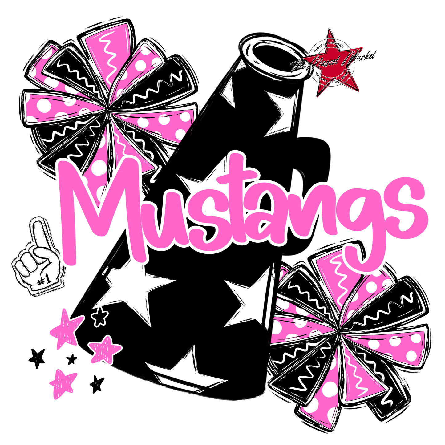 Mustangs Alpha Megaphone Design-Baby Pink