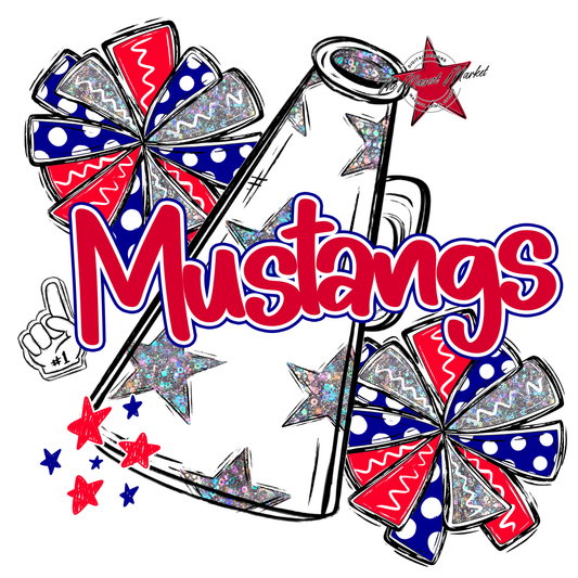 Mustangs Alpha Megaphone Design-Blue-Red