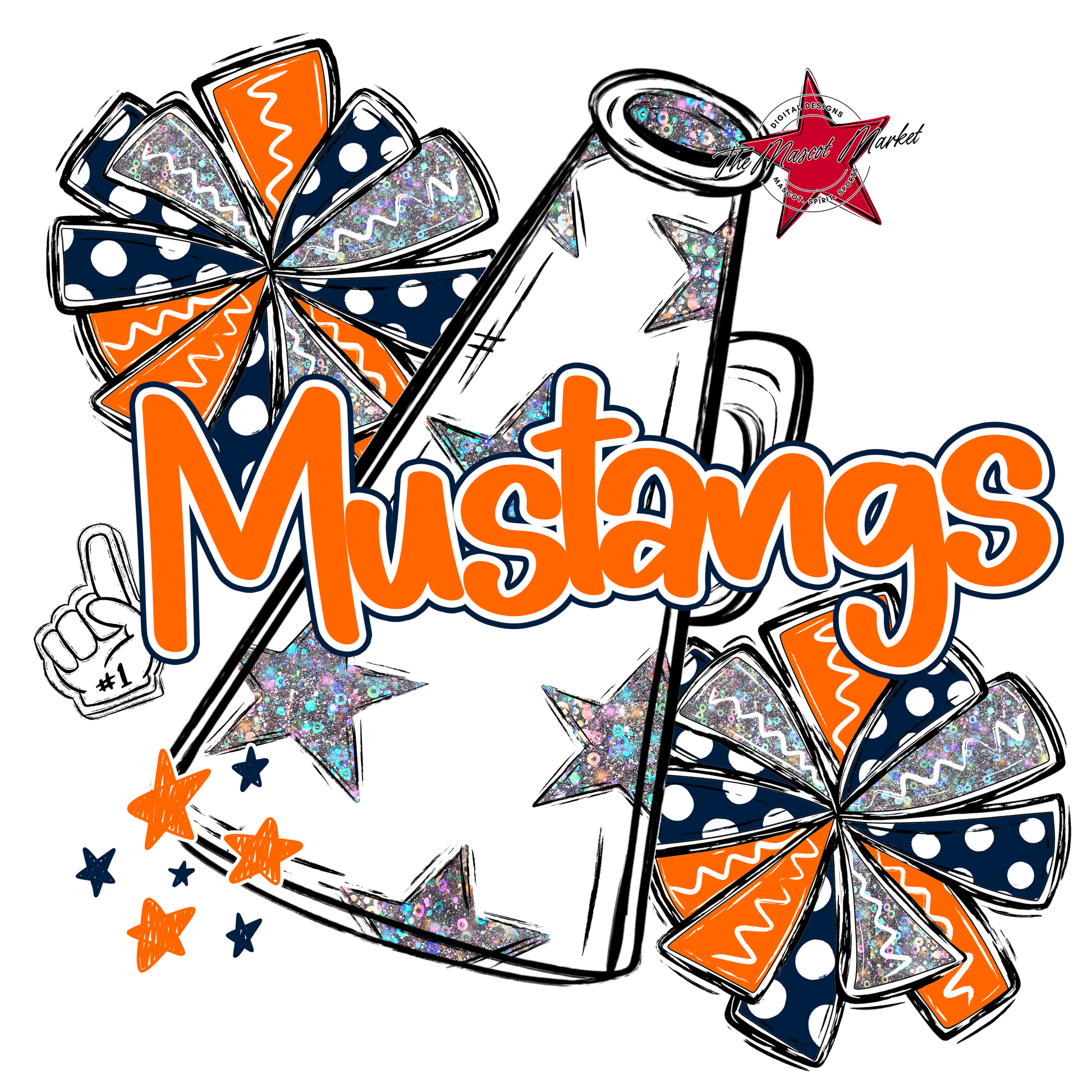 Mustangs Alpha Megaphone Design-Navy-Orange