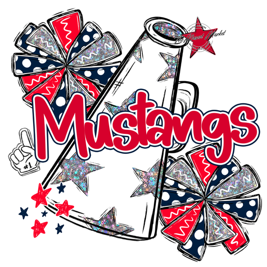 Mustangs Alpha Megaphone Design-Navy-Red