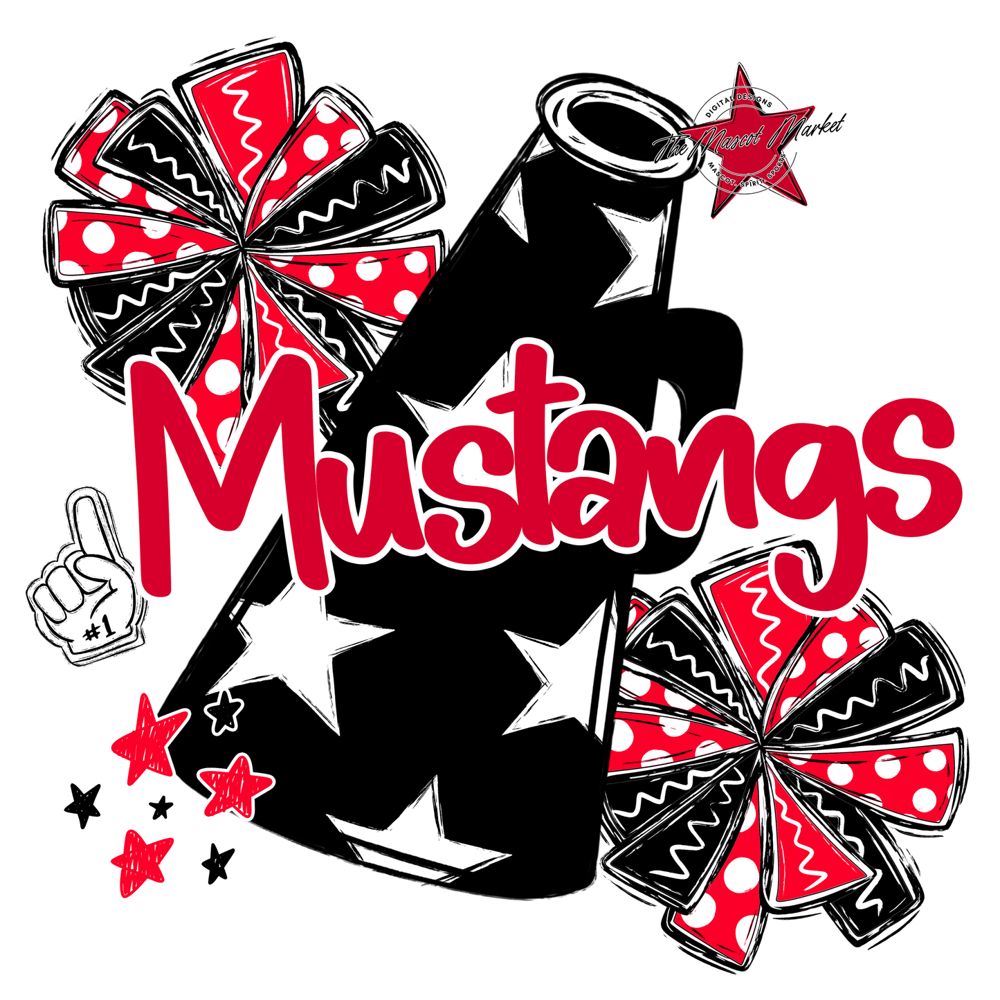 Mustangs Alpha Megaphone Design-Red