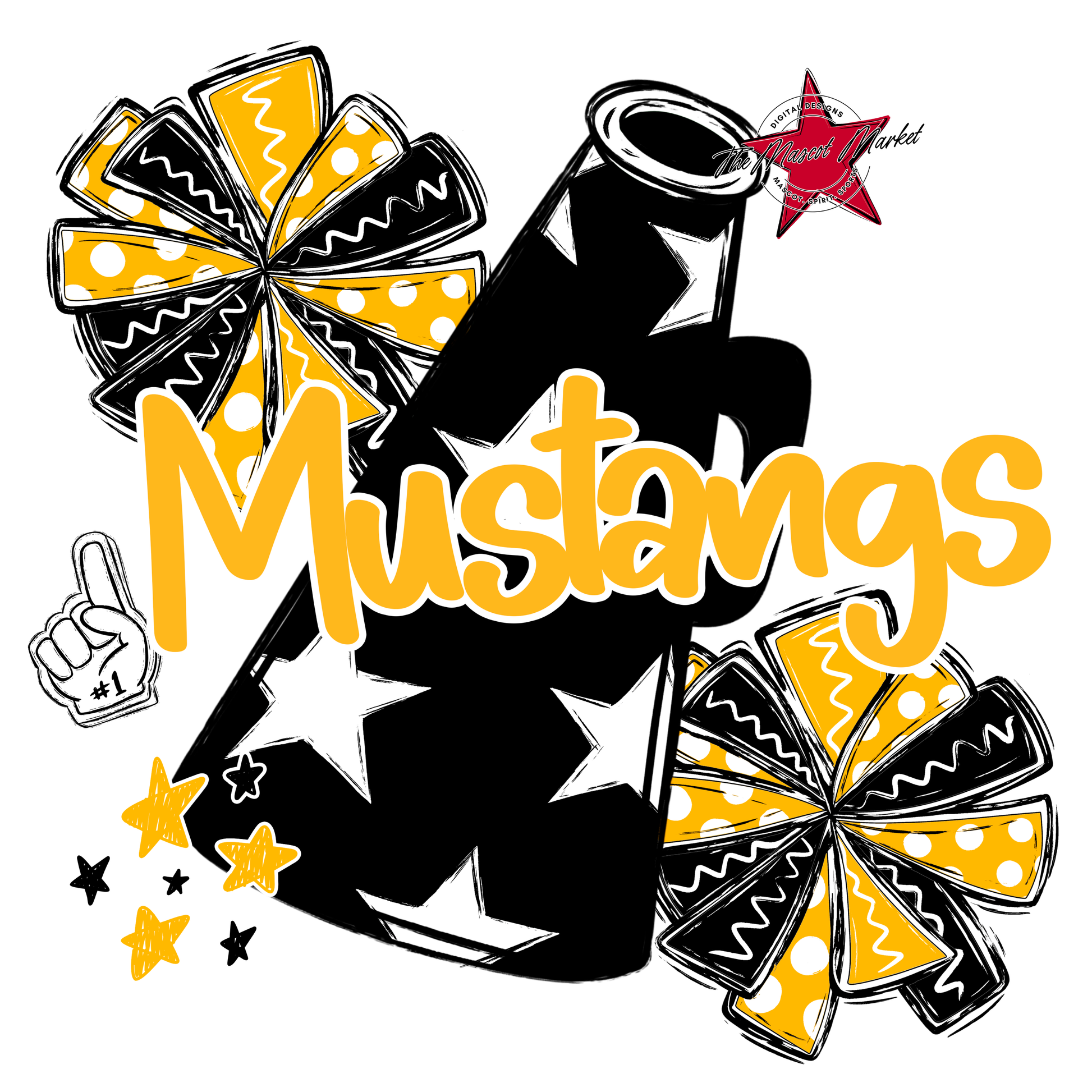 Mustangs Alpha Megaphone Design-Yellow