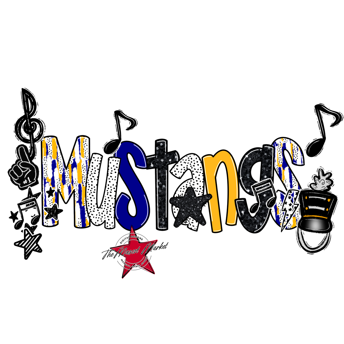 Mustangs Band Scrape-Blue-Yellow