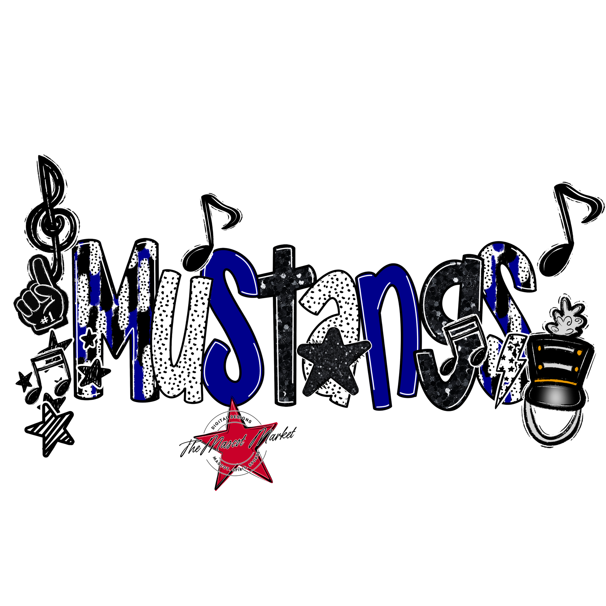Mustangs Band Scrape-Blue