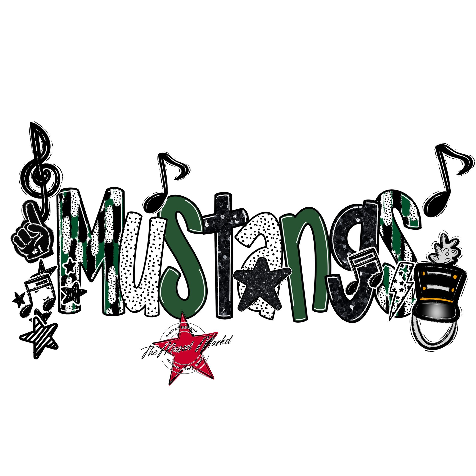 Mustangs Band Scrape-Green