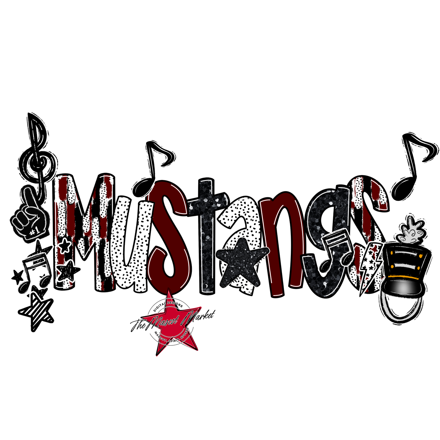 Mustangs Band Scrape-Maroon