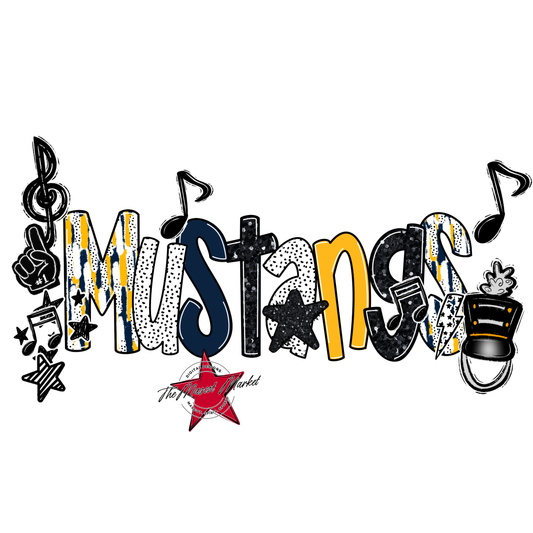 Mustangs Band Scrape-Navy-Yellow