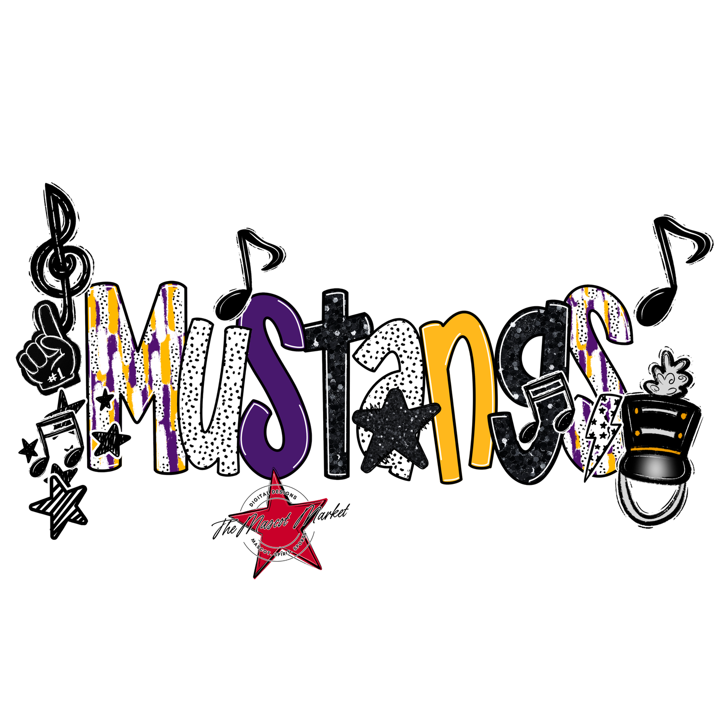 Mustangs Band Scrape-Purple-Yellow