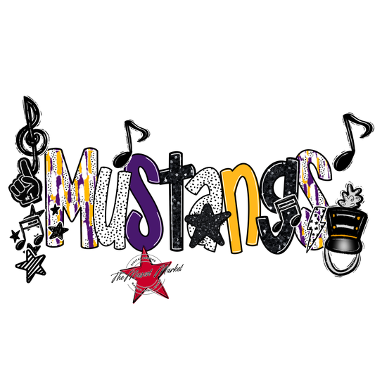 Mustangs Band Scrape-Purple-Yellow