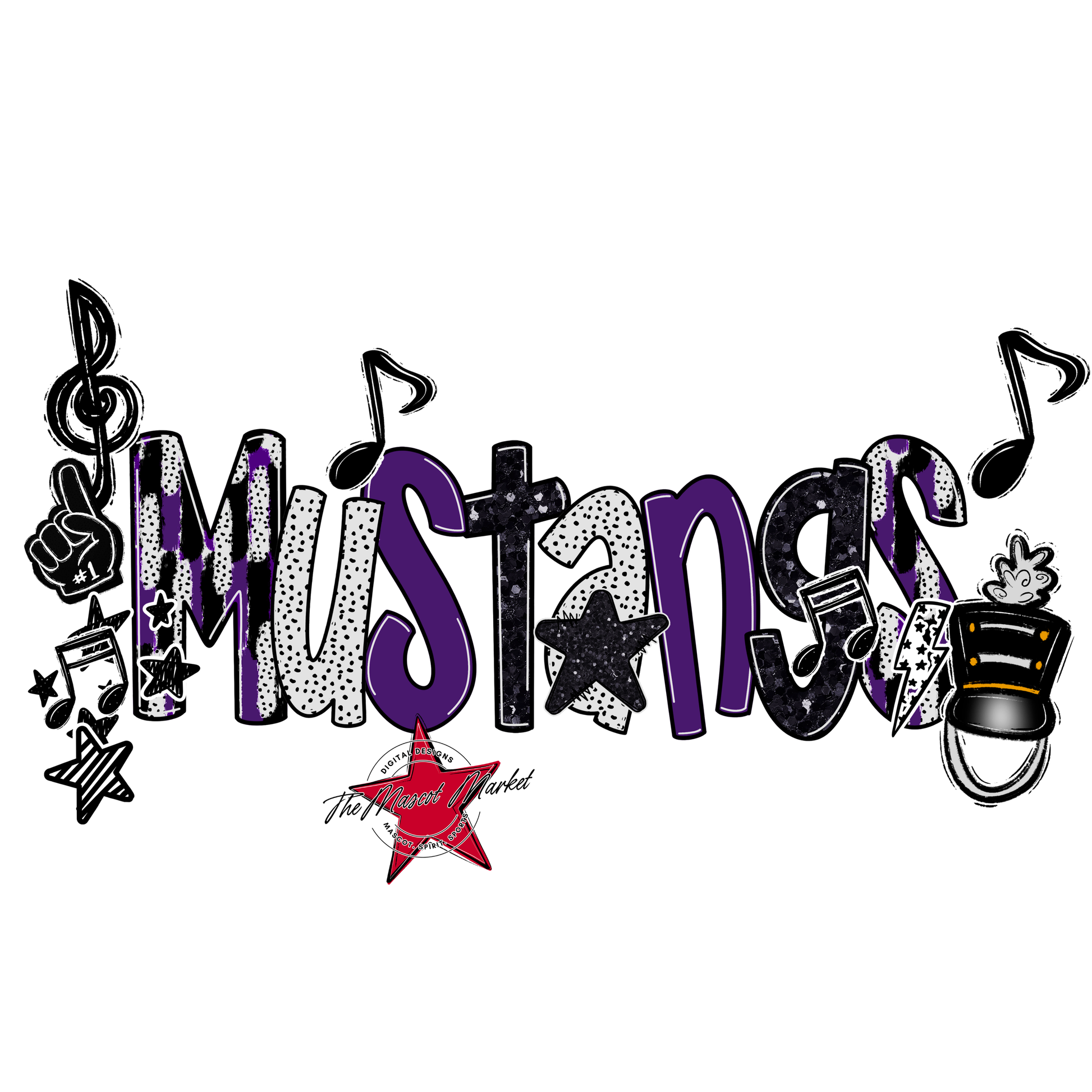 Mustangs Band Scrape-Purple