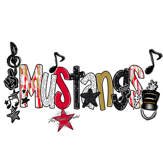 Mustangs Band Scrape-Red-Gold