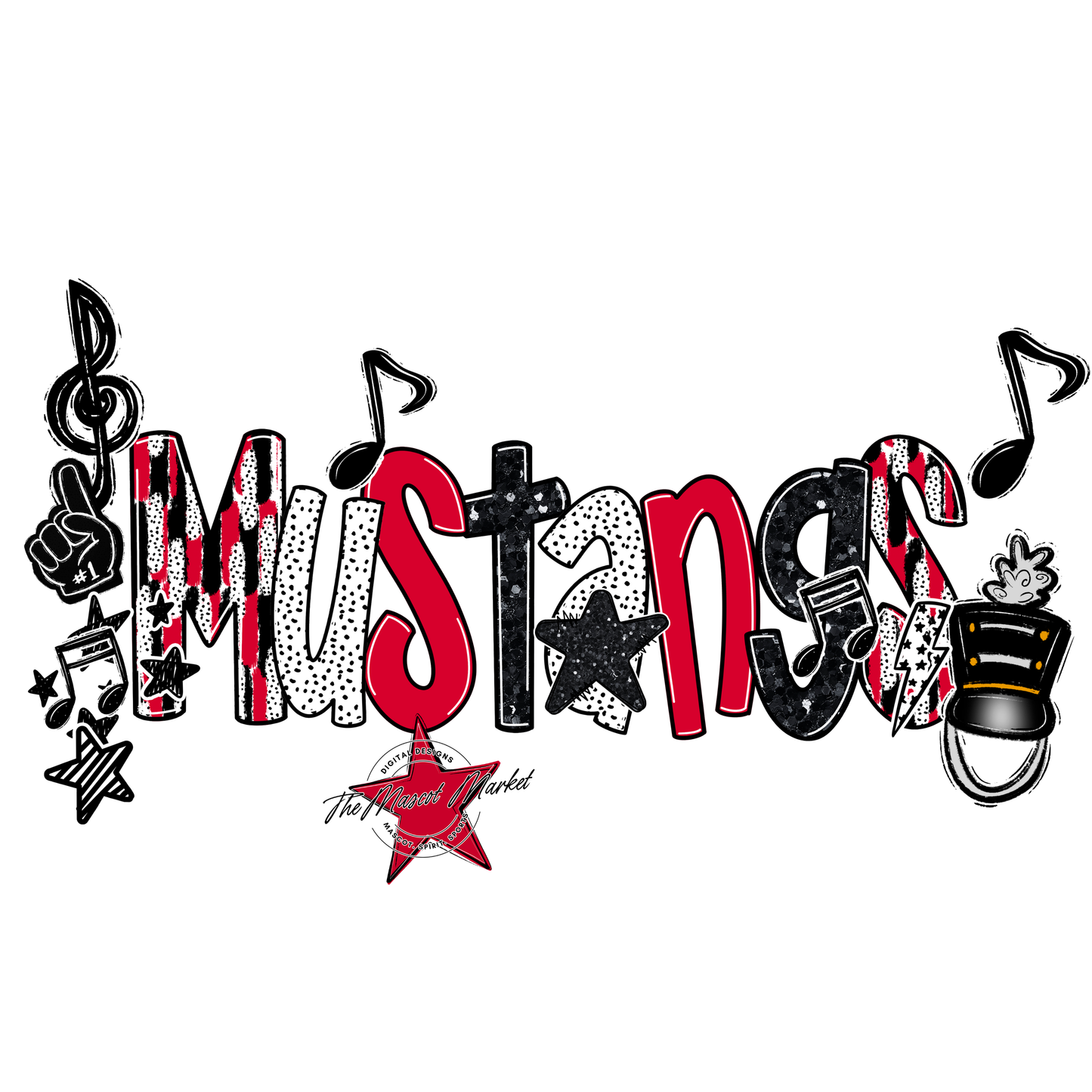 Mustangs Band Scrape-Red