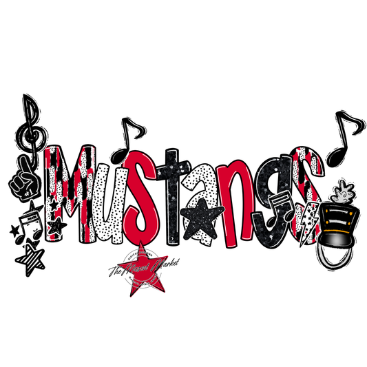 Mustangs Band Scrape-Red