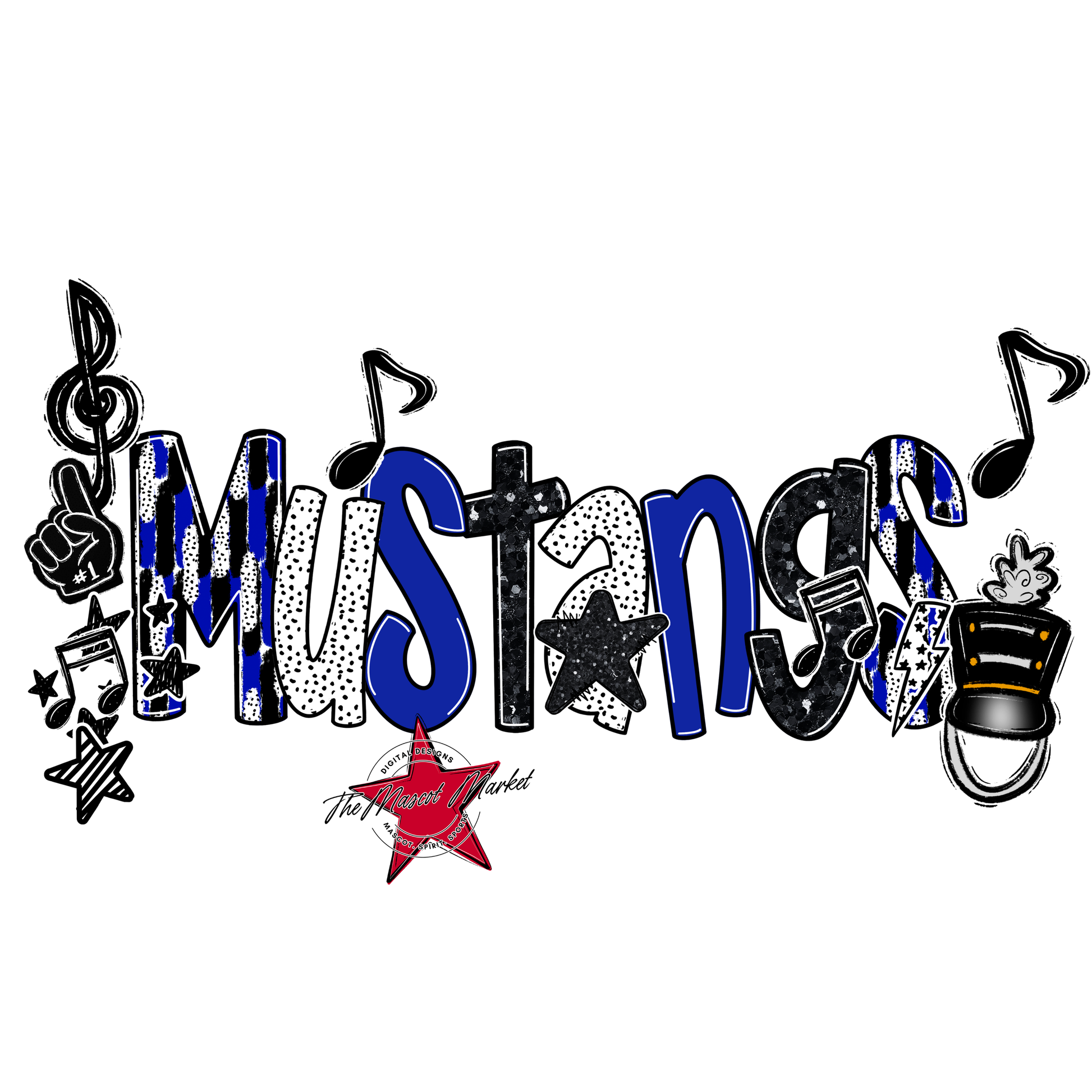 Mustangs Band Scrape-Royal Blue