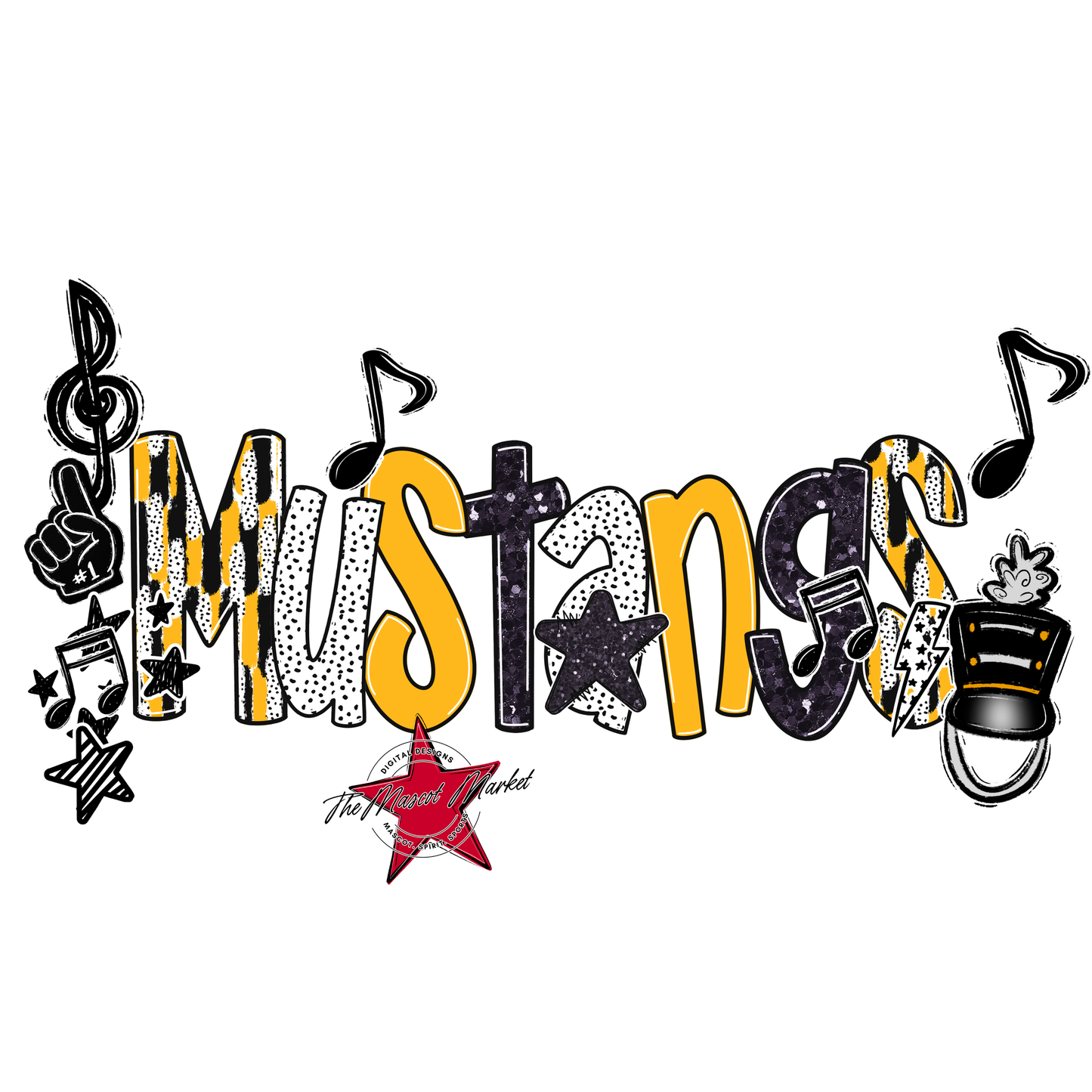 Mustangs Band Scrape-Yellow