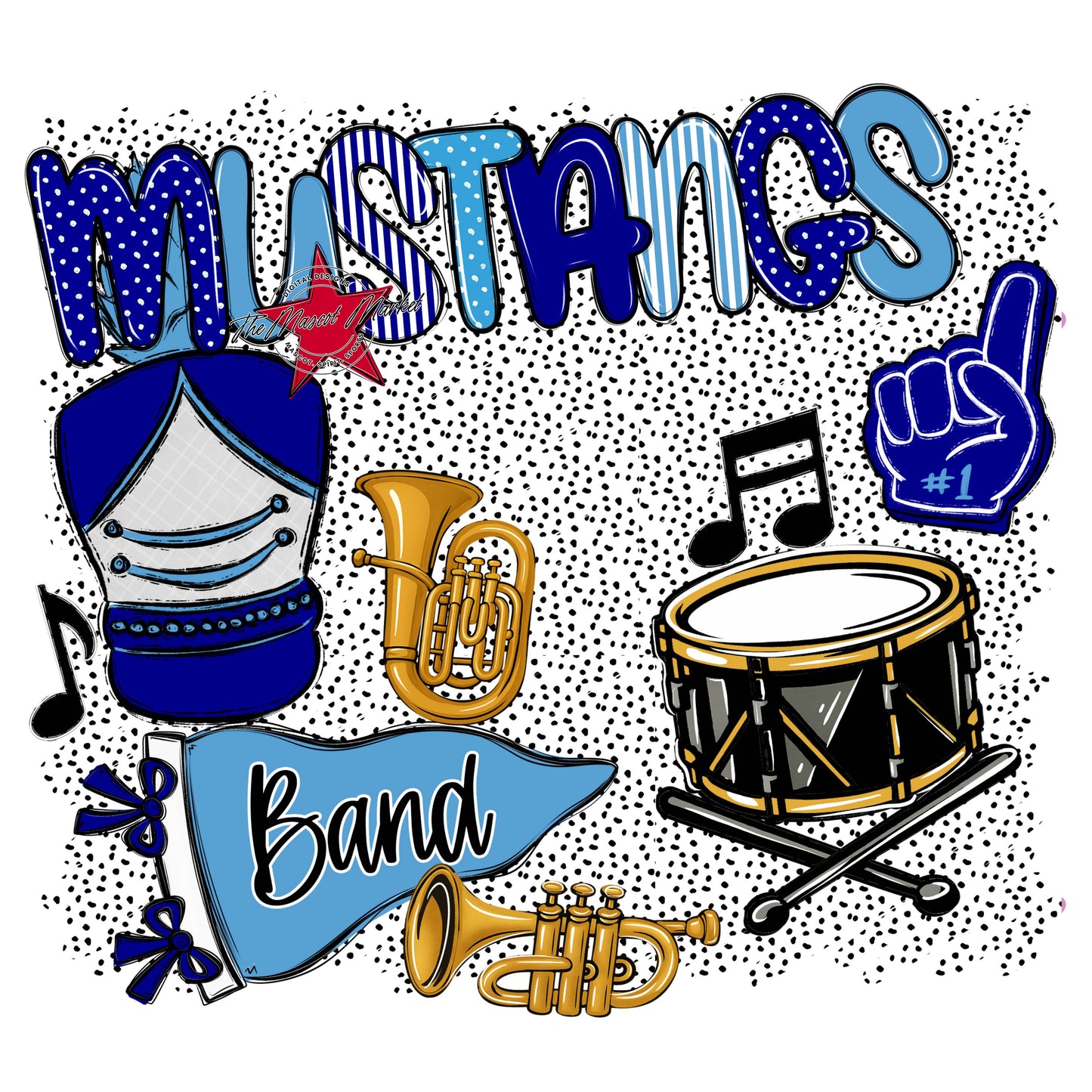 Mustangs Band Spirit-Blue & Carolina Blue