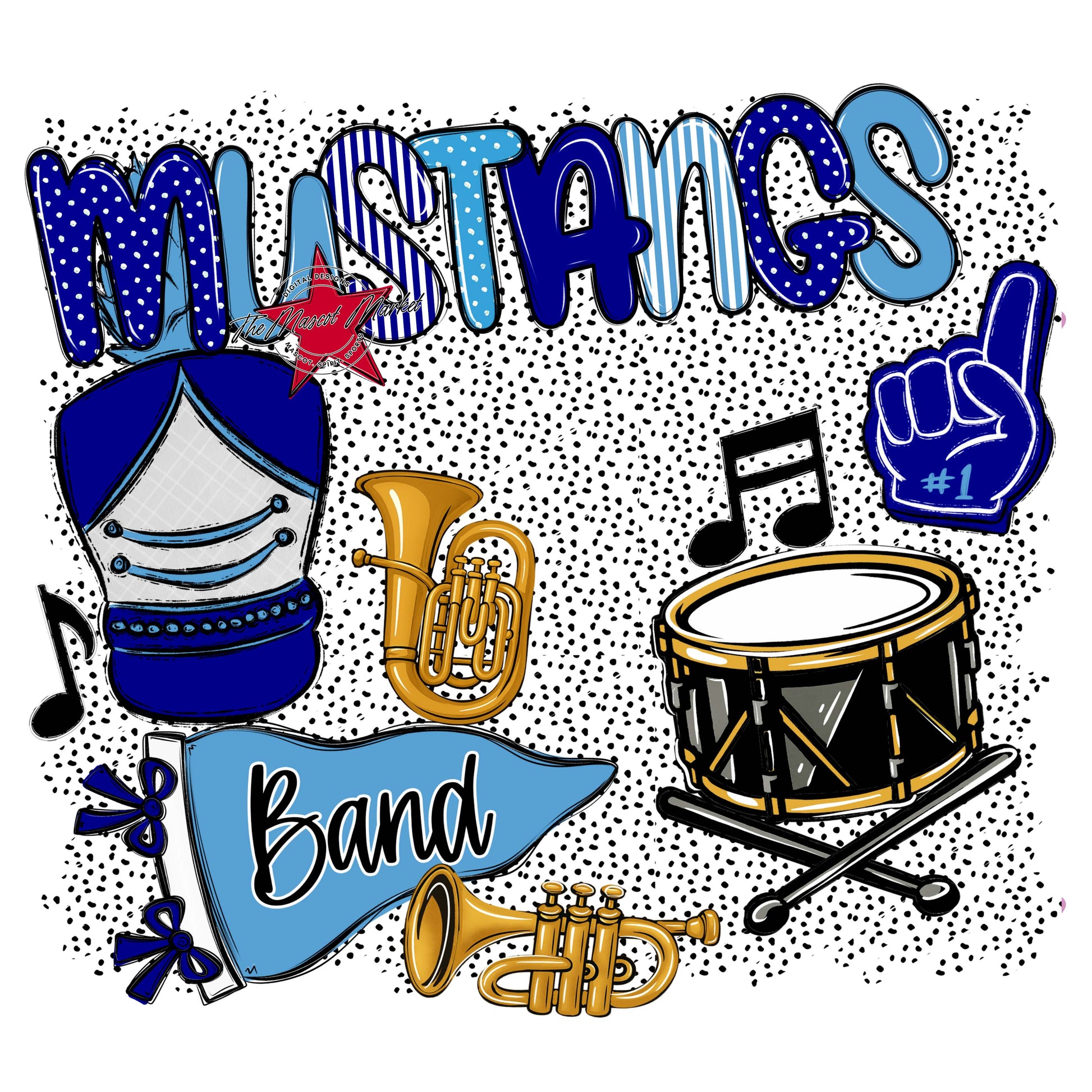 Mustangs Band Spirit-Blue & Carolina Blue