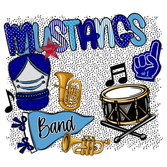 Mustangs Band Spirit-Blue & Carolina Blue