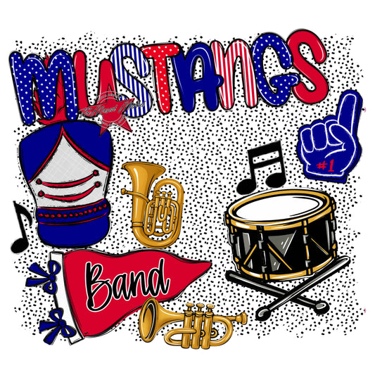 Mustangs Band Spirit-Blue & Red