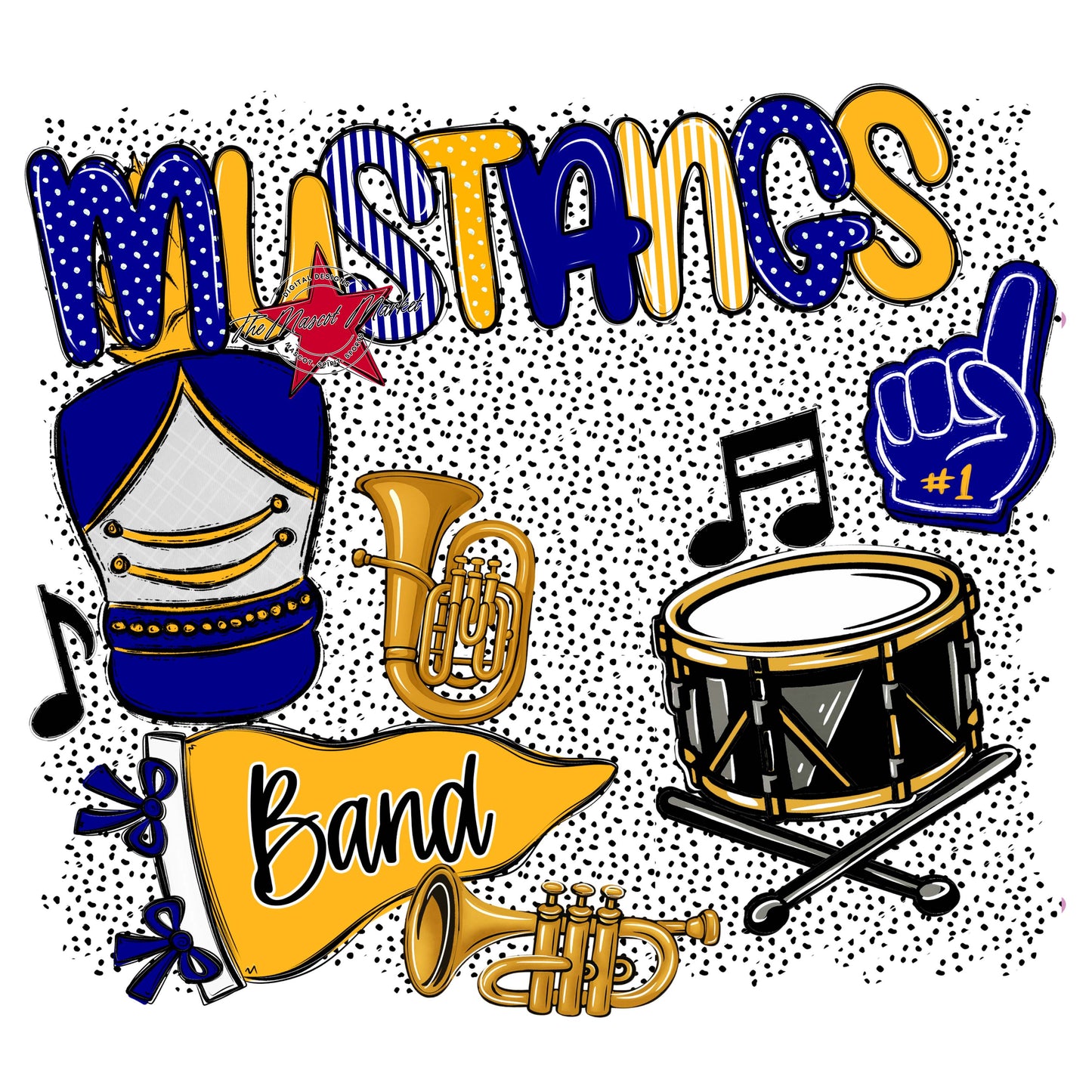 Mustangs Band Spirit-Blue & Yellow