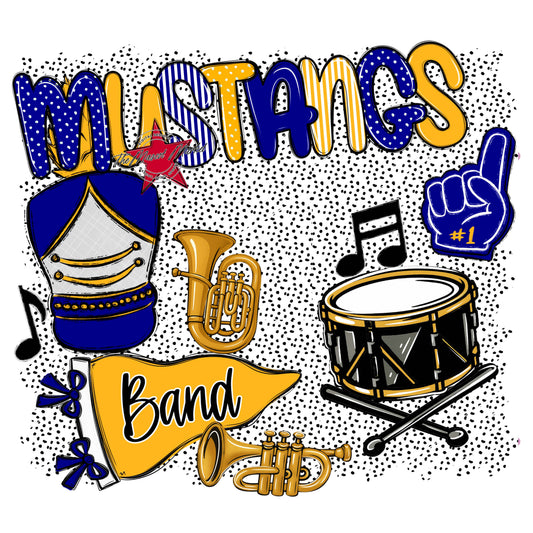 Mustangs Band Spirit-Blue & Yellow