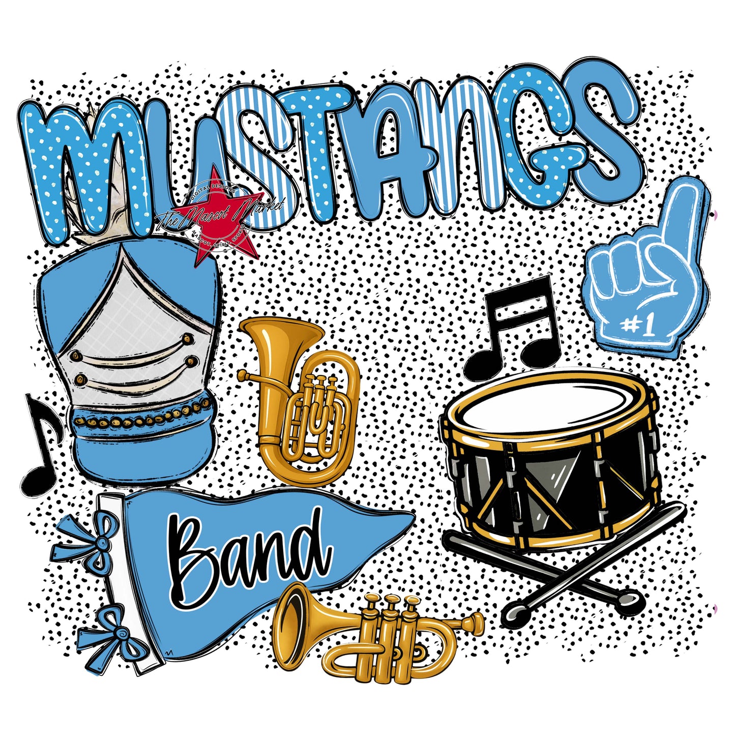 Mustangs Band Spirit-Carolina Blue