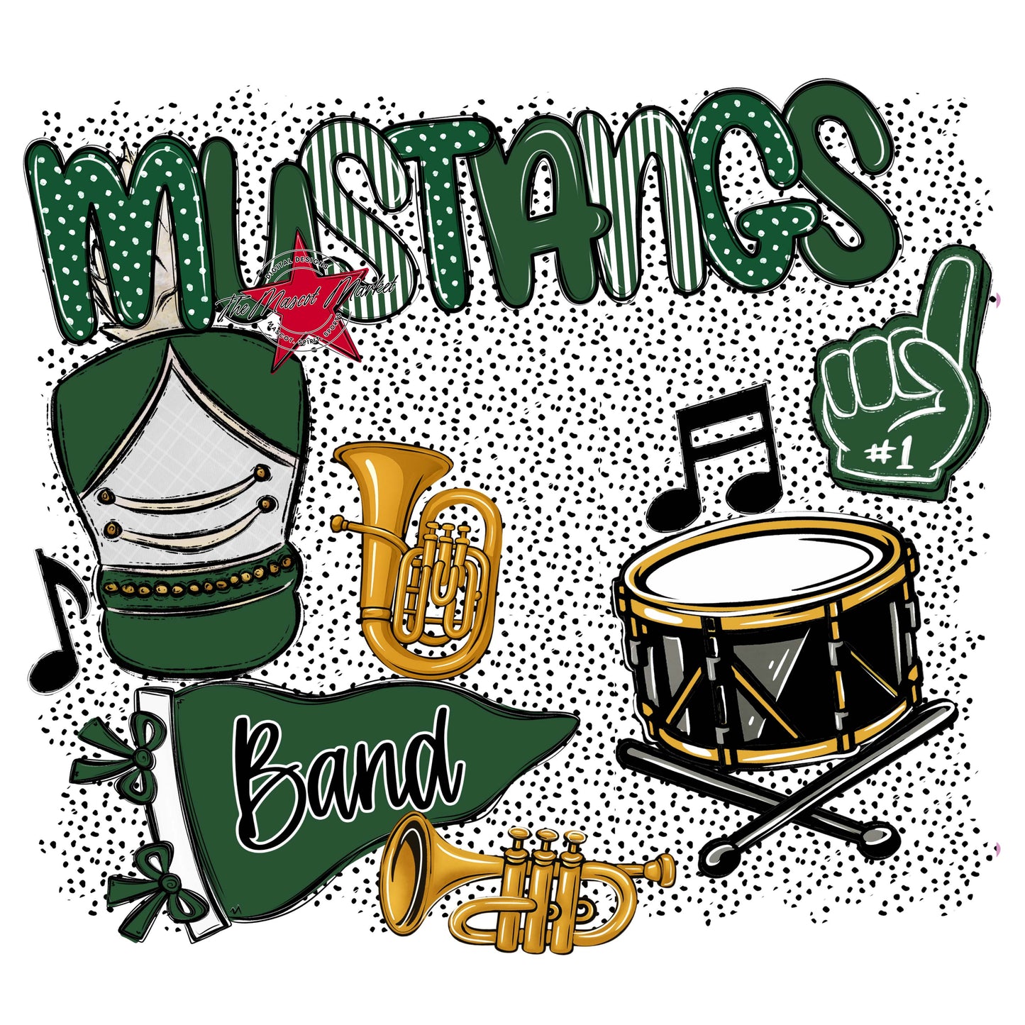 Mustangs Band Spirit-Green