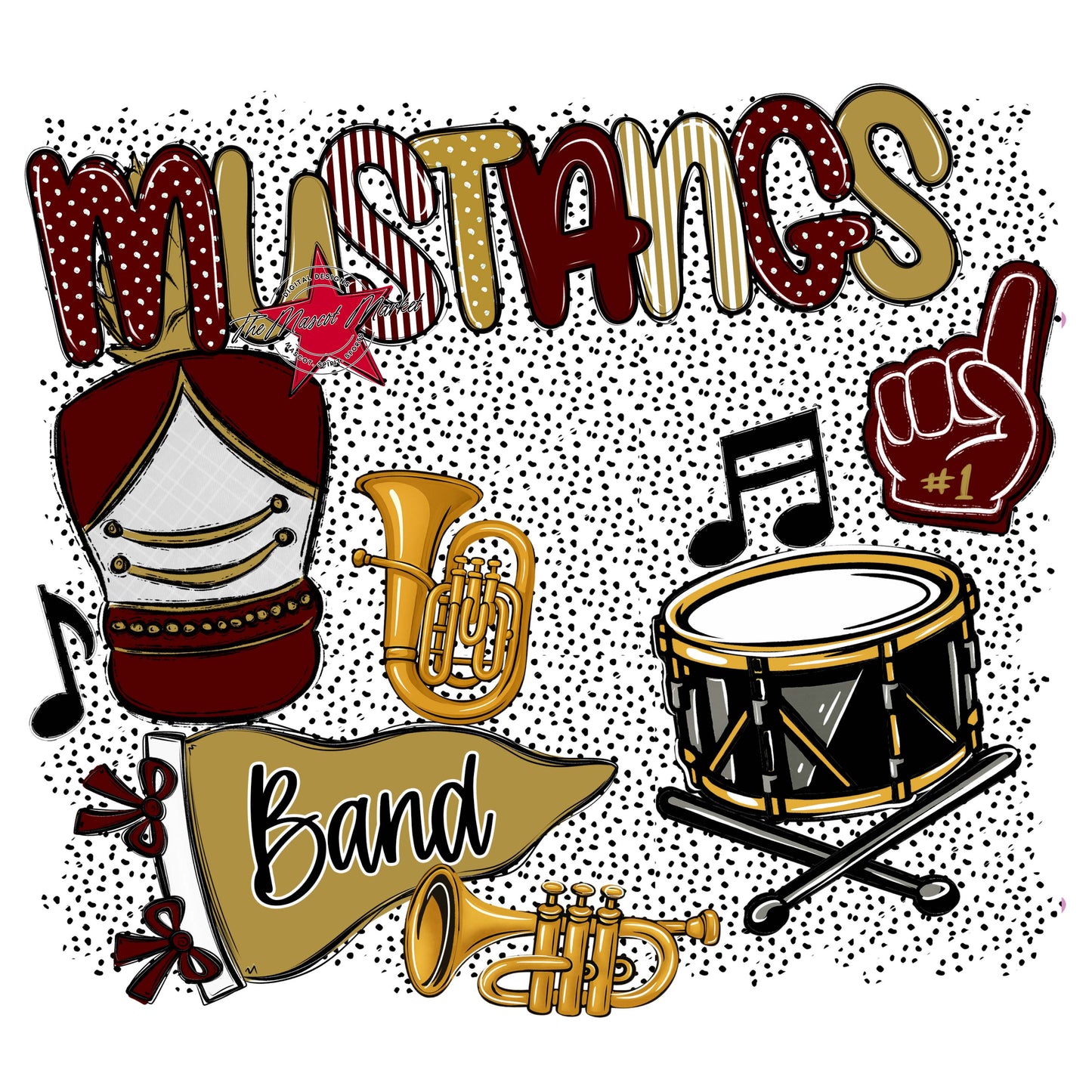 Mustangs Band Spirit-Maroon & Gold