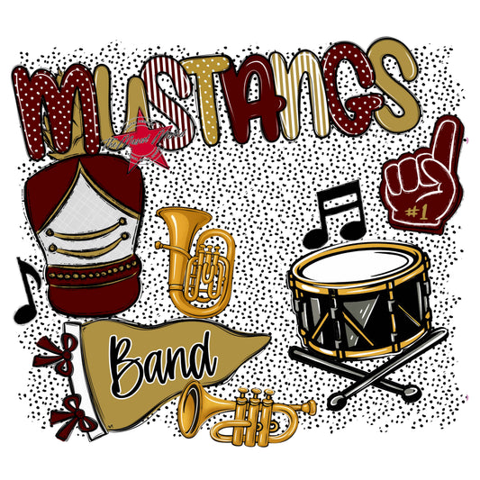 Mustangs Band Spirit-Maroon & Gold