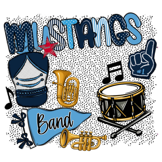 Mustangs Band Spirit-Navy & Carolina Blue
