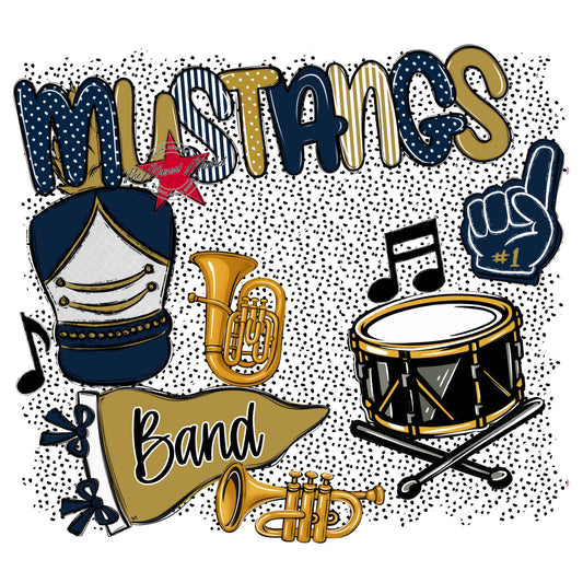 Mustangs Band Spirit-Navy & Gold