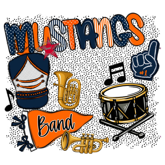 Mustangs Band Spirit-Navy & Orange