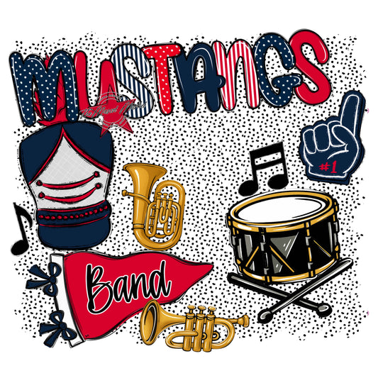 Mustangs Band Spirit-Navy & Red