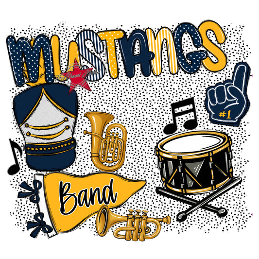 Mustangs Band Spirit-Navy & Yellow