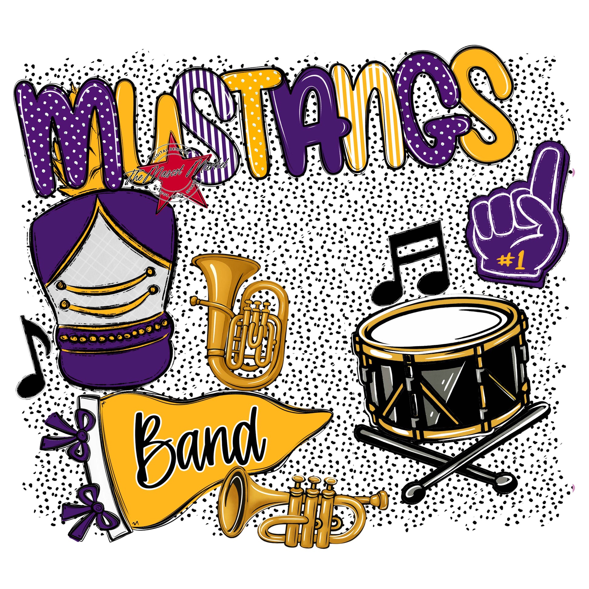 Mustangs Band Spirit-Purple & Yellow