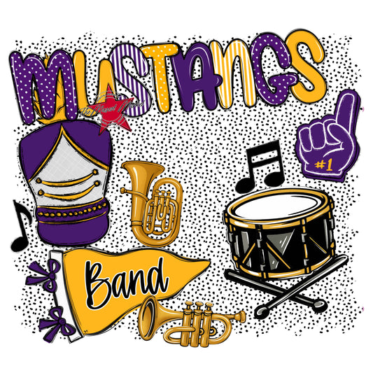 Mustangs Band Spirit-Purple & Yellow