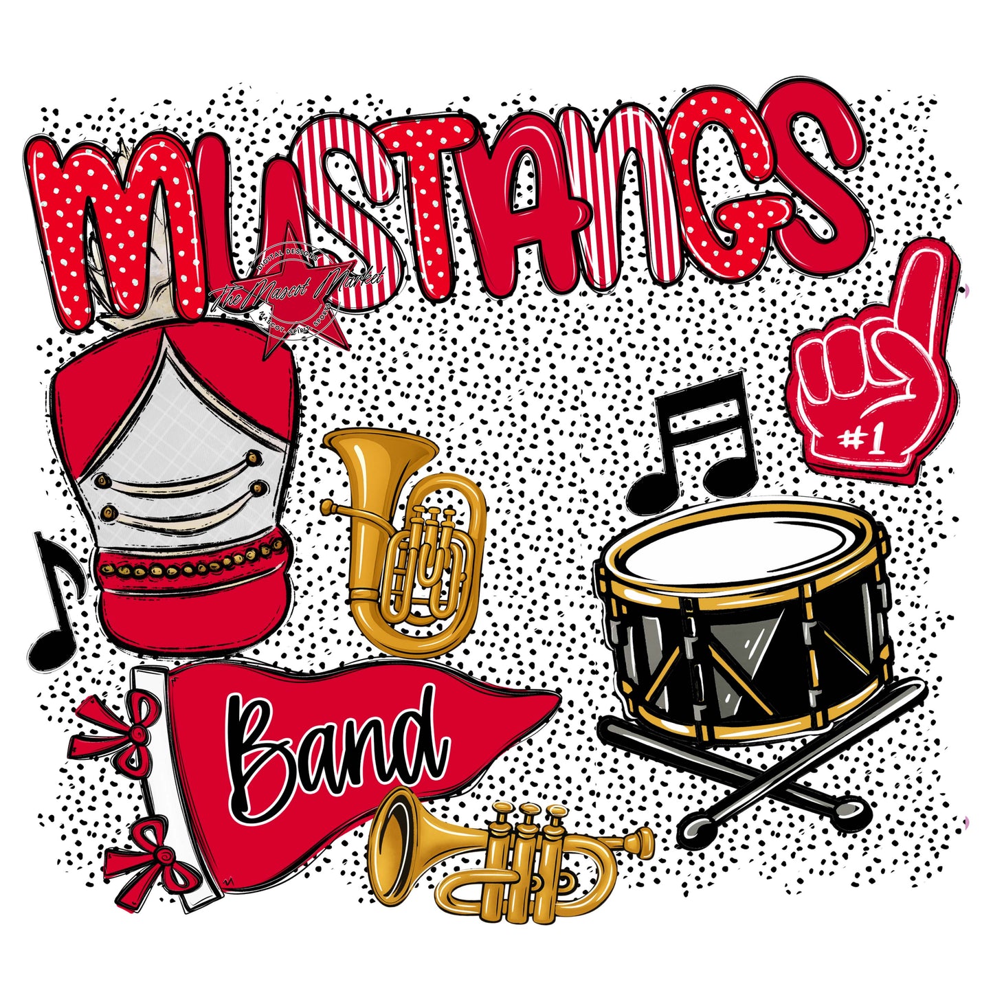 Mustangs Band Spirit-Red