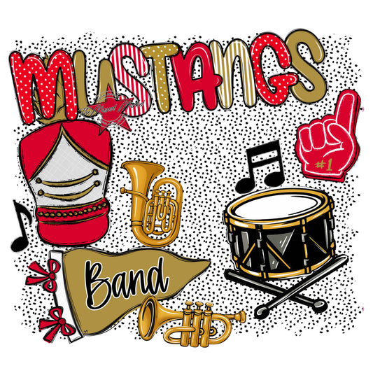 Mustangs Band Spirit-Red & Gold