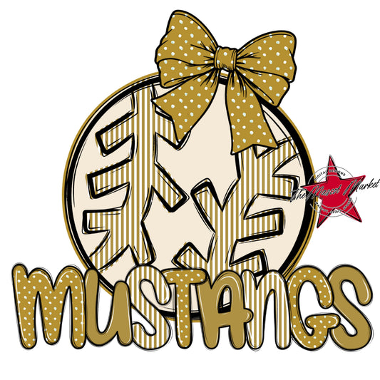 Mustangs Baseball-Softball Spirit Design-Gold