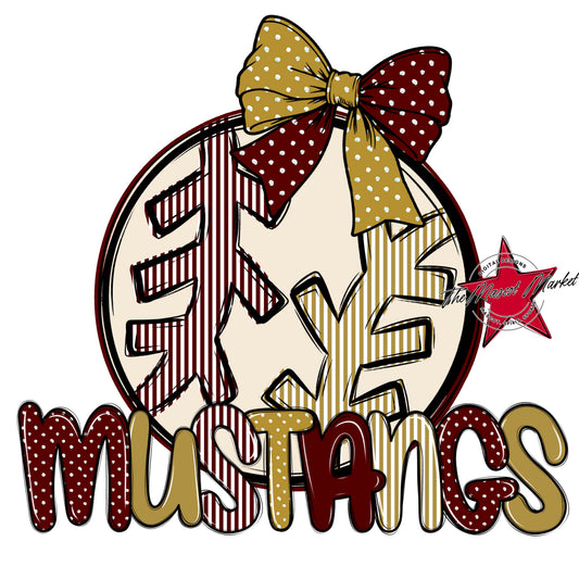 Mustangs Baseball-Softball Spirit Design-Maroon & Gold