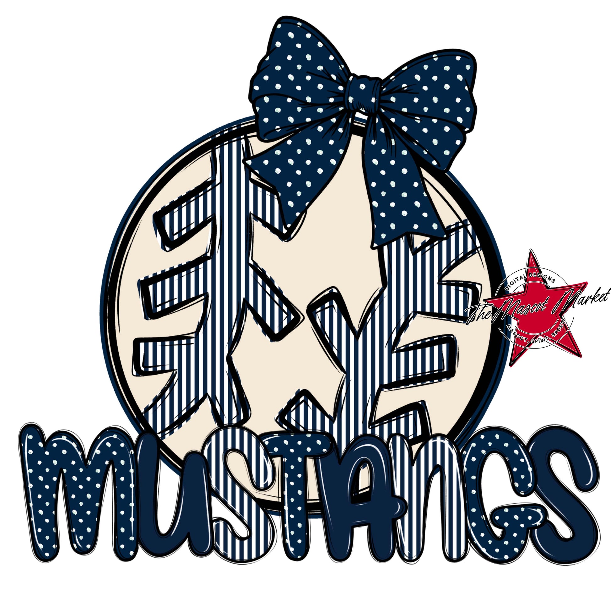 Mustangs Baseball-Softball Spirit Design-Navy