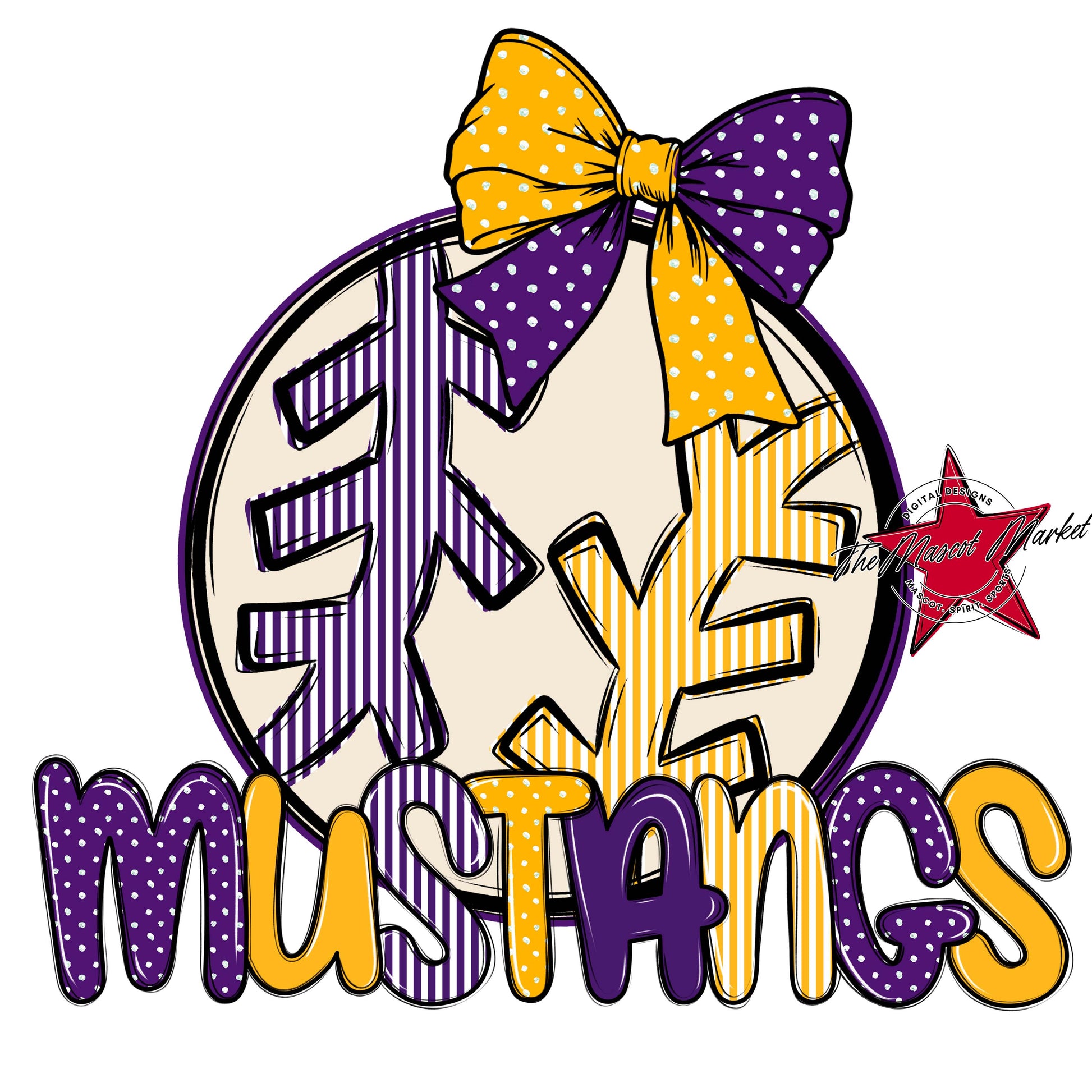 Mustangs Baseball-Softball Spirit Design-Purple & Yellow