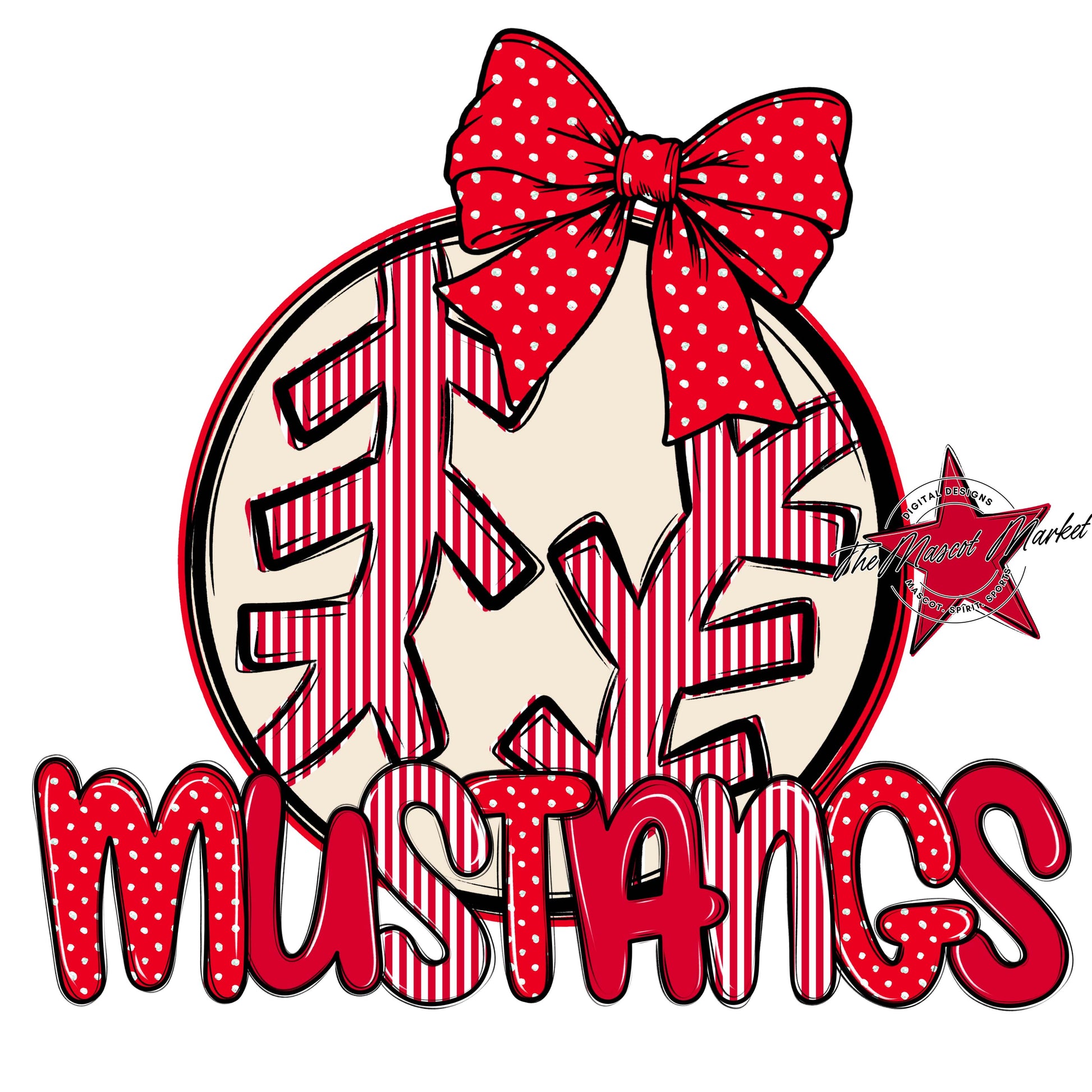 Mustangs Baseball-Softball Spirit Design-Red
