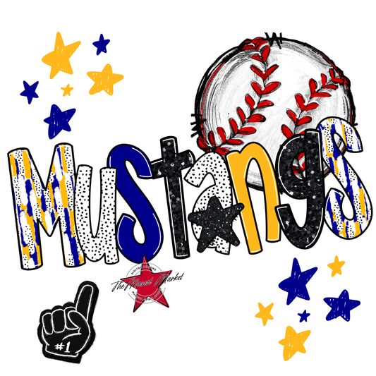 Mustangs Baseball Scrape-Blue-Yellow