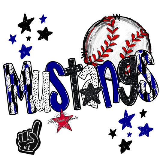 Mustangs Baseball Scrape-Blue