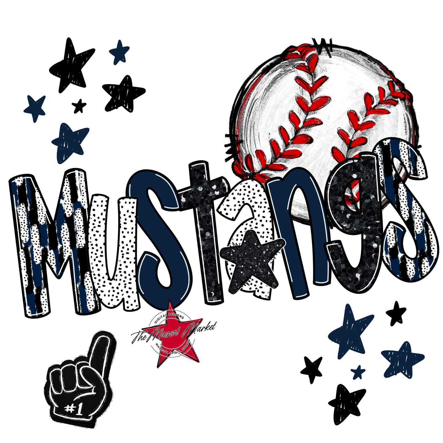 Mustangs Baseball Scrape-Navy