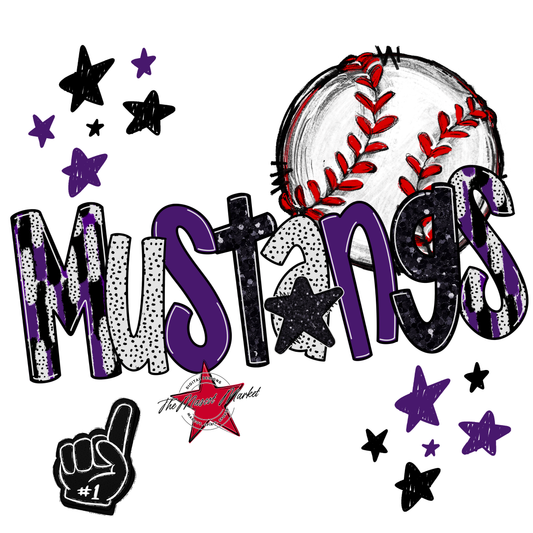 Mustangs Baseball Scrape-Purple