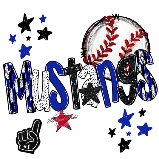 Mustangs Baseball Scrape-Royal Blue