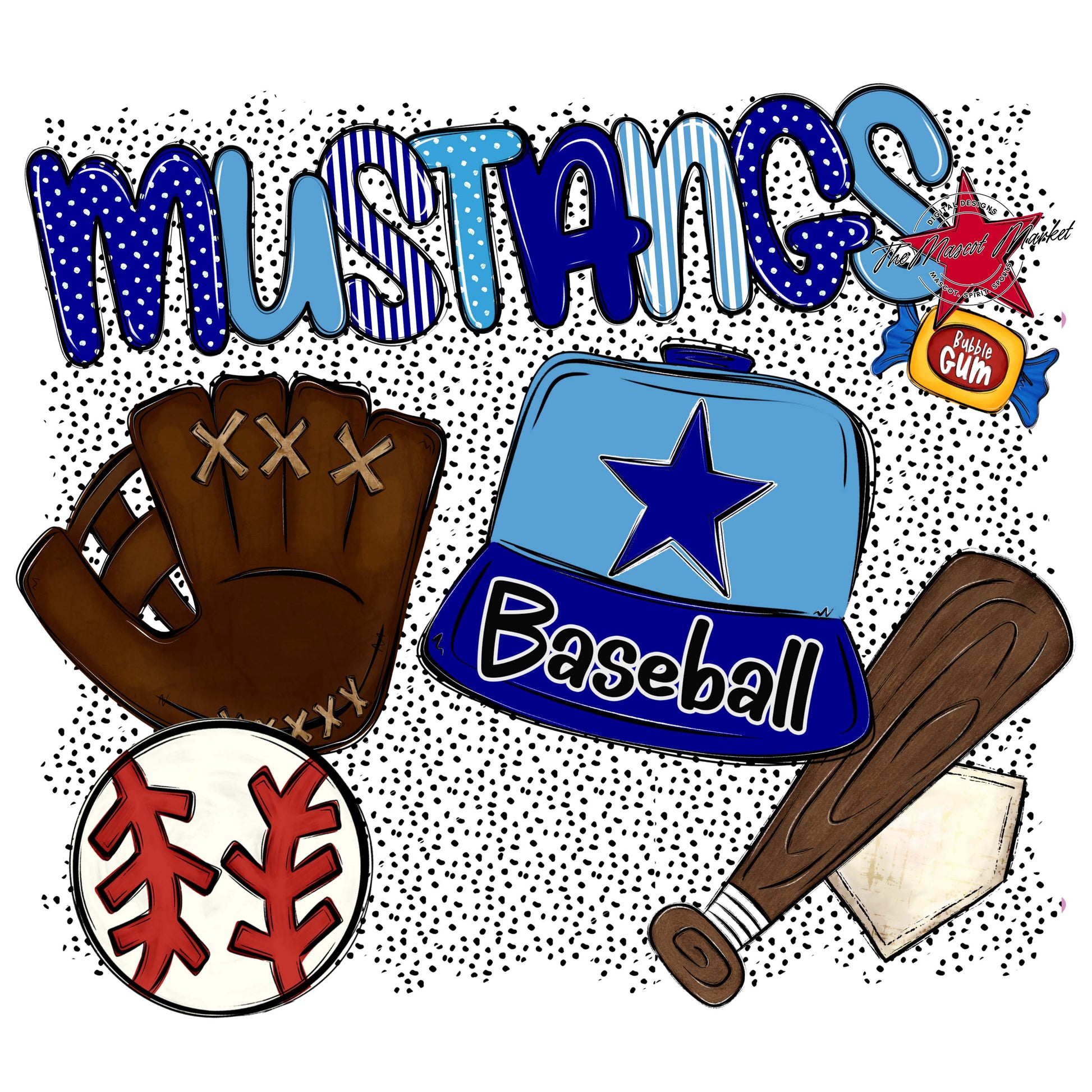 Mustangs Baseball Spirit-Blue & Carolina Blue